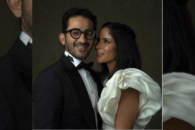 الفنان أحمد حلمي مع زوجته الفنانة منى زكي  - صورة أرشيفية